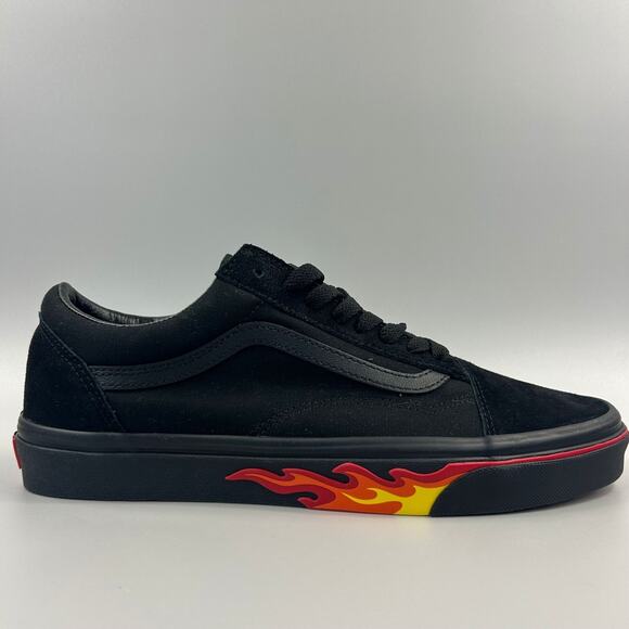 Vans Other - Vans Old Skool Flame Wall Men Size 10.5 Black Canvas Suede Skate Shoes NEW
